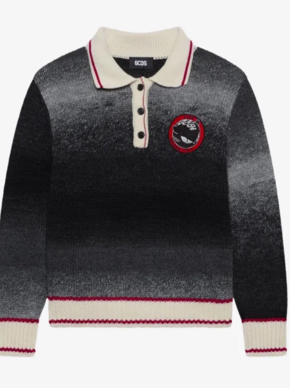 New GCDS Kittho Patch Braids Degrade Polo Shirt in Dark Grey